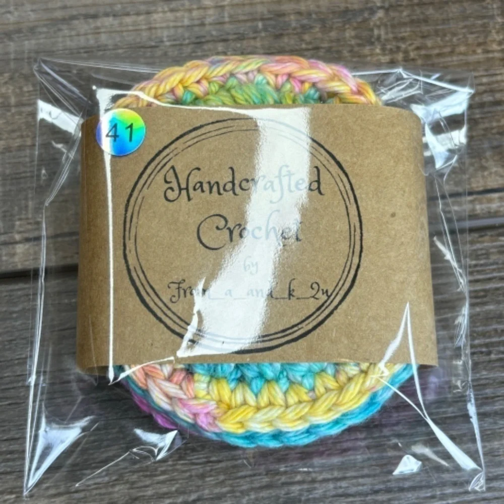 Handcrafted Crochet Round Scrubbies Set for Face Washing Cotton Yarn Reusable